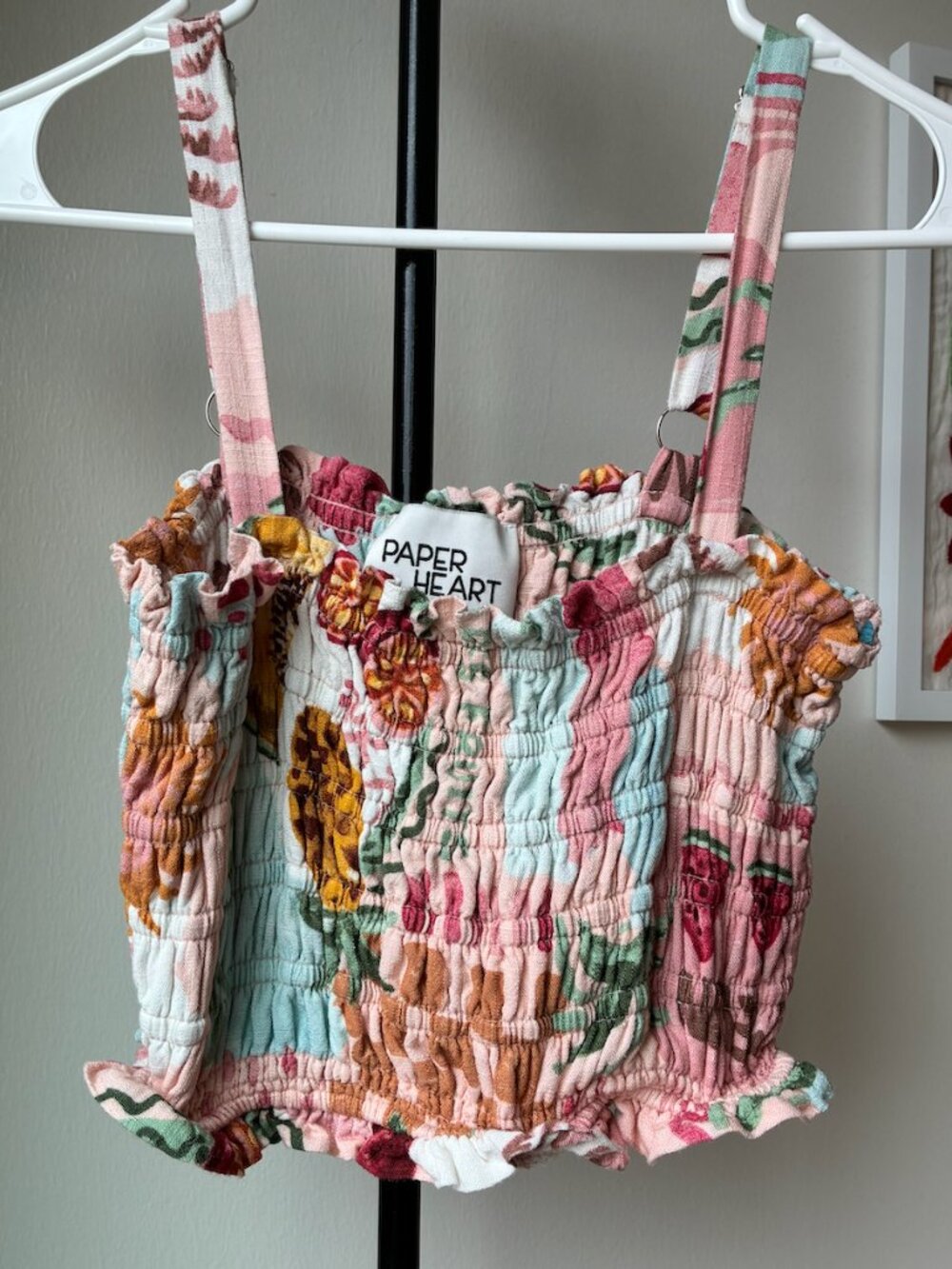 Paper Heart Pink Fruit Ruched Tank Top - Size M